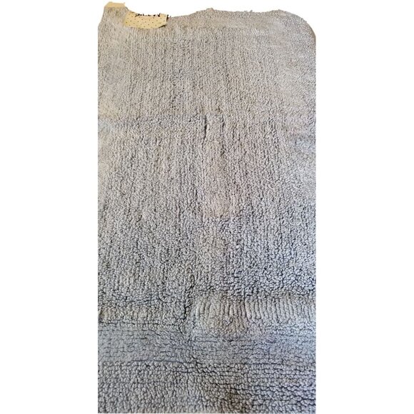 Vintage 80s Bathroom Mat Rug Heavy Cotton Washable Made in USA Blue - Picture 7 of 9